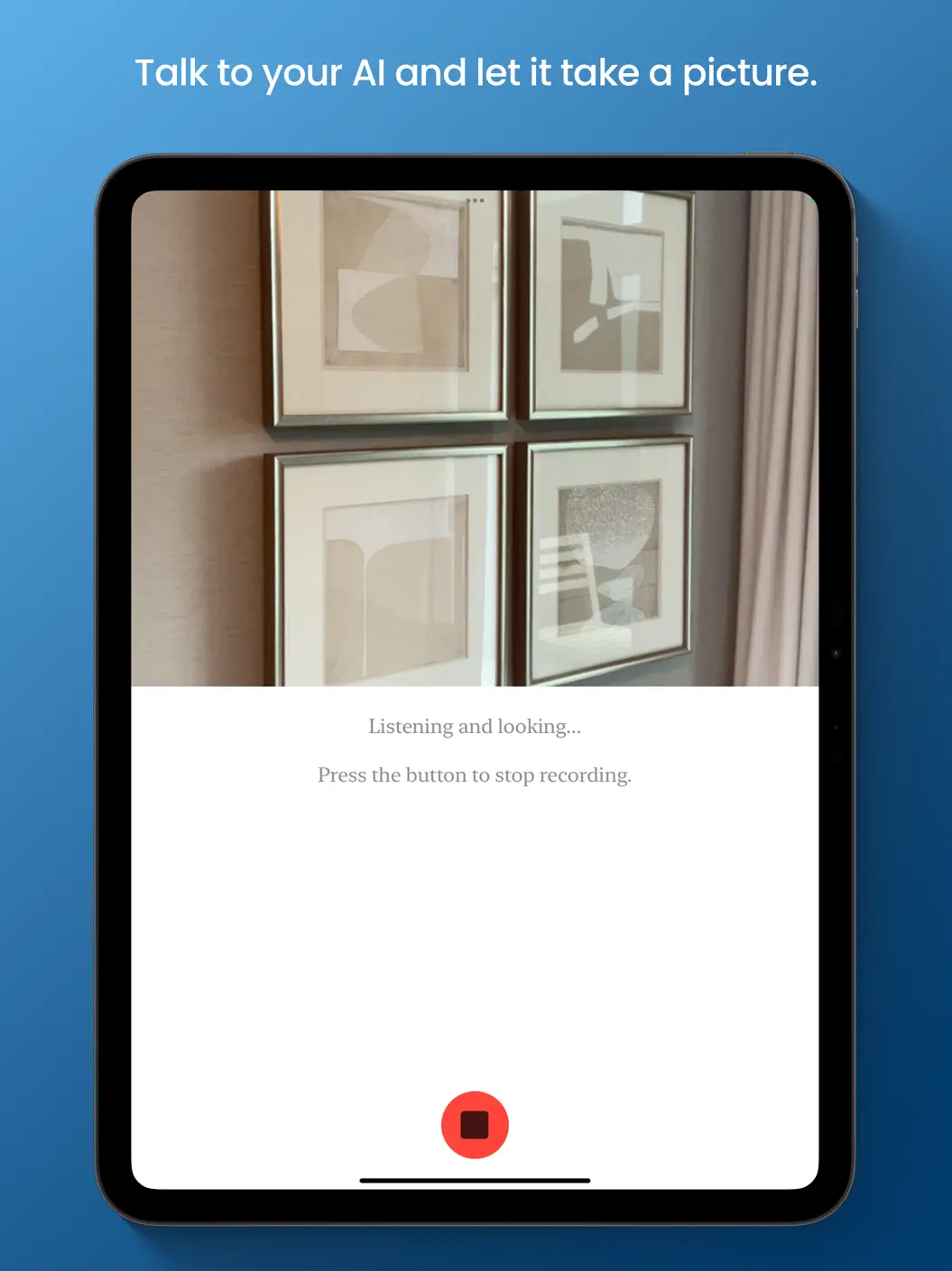OS Vision listening and looking at an iPad camera view