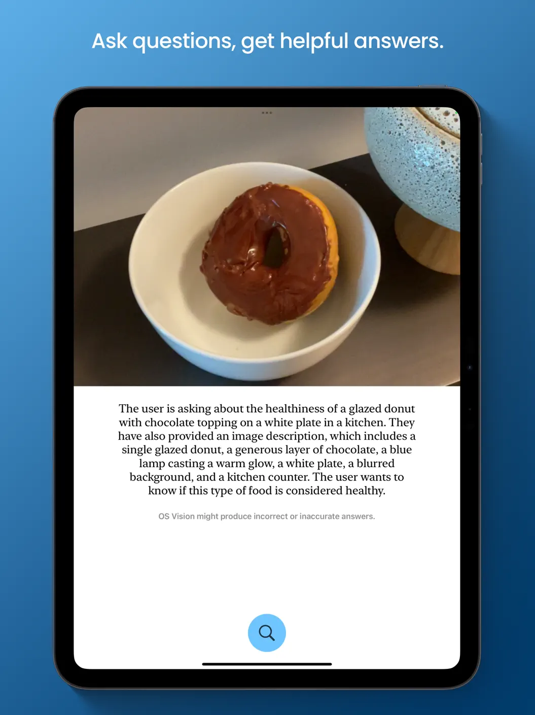OS Vision answering a question about a glazed donut